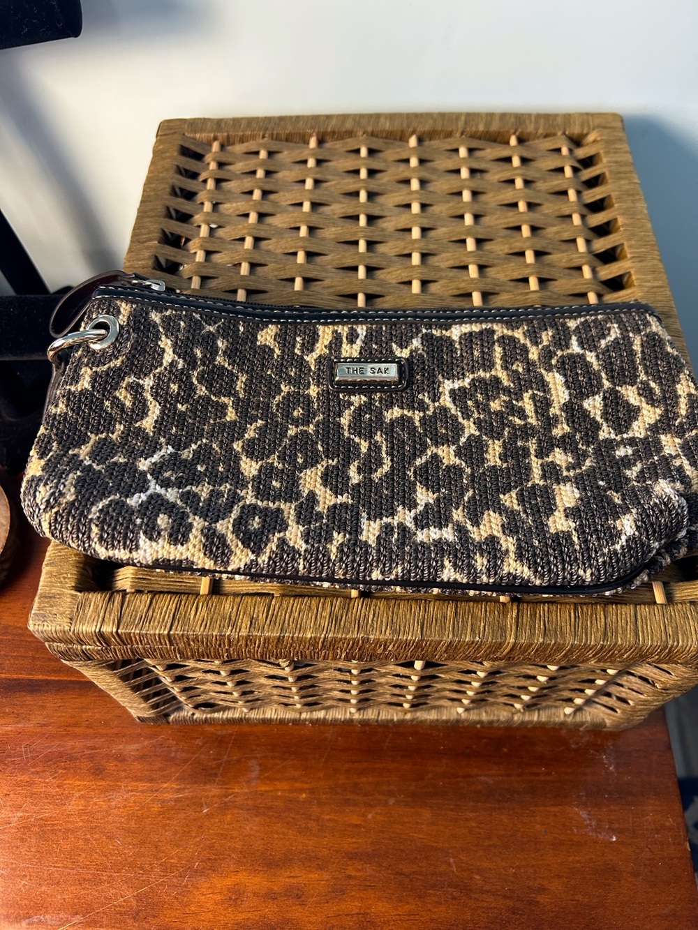 The Sak Leopard Print Wristlet Clutch Pouch - Tan/Black Jungle Cat